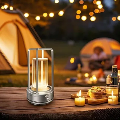 Produktbild von LED Camping Laterne Campinglampe Lampe Wasserdicht Zeltlampe Tragbare Handlampe Wiederaufladbar Notfall Licht Leuchte Notlader Wandern Retoo,Silber