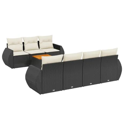 Produktbild von vidaXL 8-tlg. Garten-Sofagarnitur mit Kissen Schwarz Poly Rattan