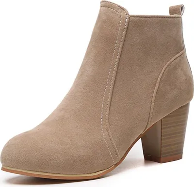 Produktbild von ASKSA Kurz Stiefel Damen Winterstiefel mit Absatz Klobigem Damenstiefel, Khaki, Größe: 40