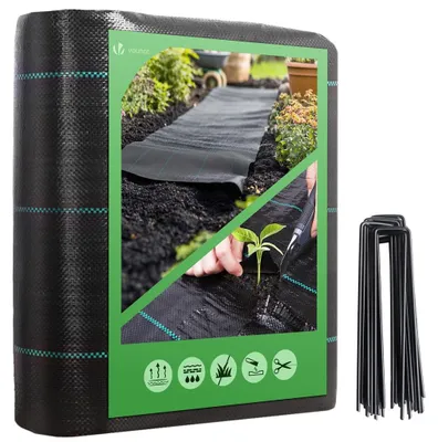Produktbild von VOUNOT Unkrautvlies 1x10m | reißfestes Gartenvlies | wasserdurchlässig, Mulchfolie | für Garten und Terrasse, 100g/m²