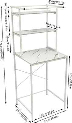 Immagine prodotto di Scaffale portaoggetti per lavatrice e asciugatrice - Scaffale da bagno - 3 ripiani - Modello indipendente - In metallo - Salvaspazio - Bianco