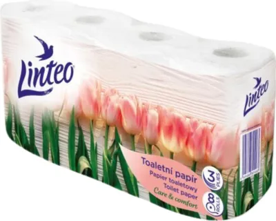 Zdjęcie produktu dla Linteo Papier toaletowy wiosna 3 warstwoy 8 rolek w opakowniu