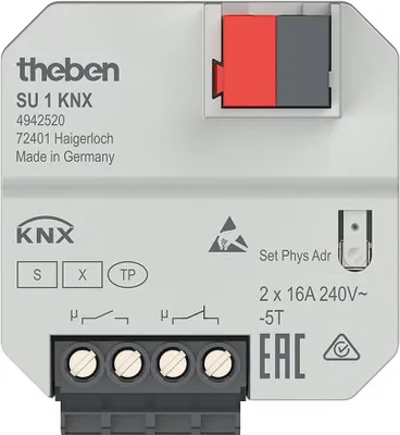 Immagine prodotto di Theben SU 1 KNX - Attuatore di commutazione da incasso, 1 canale, attuatore, installazione a incasso