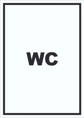 Produktbild von WC Schild mit Text Toilette Klo hochkant A1 Rückseite selbstklebend