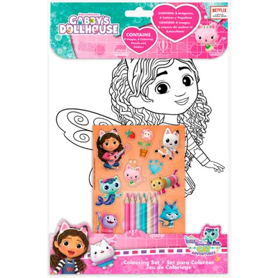 Produktbild von Gabby´s Dollhouse Malset Mit Aufklebern Rosa  Rosa One Size