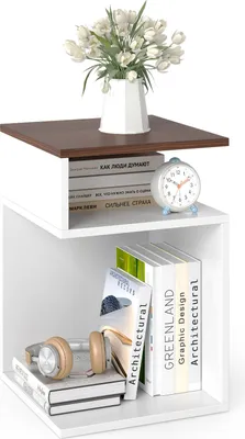Produktbild von COSTWAY Beistelltisch Holz, 3 Ebenen Sofatisch, Nachttisch, modern, für Wohnzimmer und Schlafzimmer, 33 x 33 x 50 cm, Weiß + Walnuss
