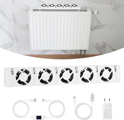 Image de Amplificateur de radiateur Peviasot, ensemble de démarrage, ventilateur de radiateur magnétique, 85 m³/h, 20 dB, avec thermostat pour radiateurs de 70 à 100 cm