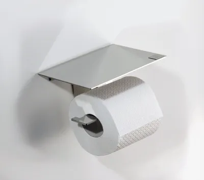 Produktbild von Toilettenrollenhalter mit Abstellfläche, Edelstahl hochglänzend (1)