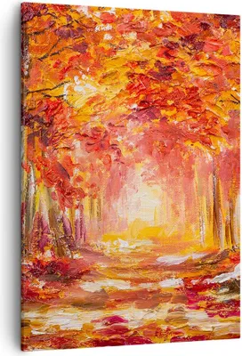 Produktbild von Bild auf Leinwand - Leinwandbild - Einteilig - Herbst Wald Rot - 50x70cm - Wand Bild - Wanddeko - Wandbilder - Leinwanddruck - Kunstdruck - Wanddekoration - Leinwand bilder - Wandbild - PA50x70-4238
