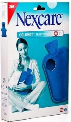 The image shows the retail packaging of a Nexcare ColdHot Traditional hot/cold water bottle.