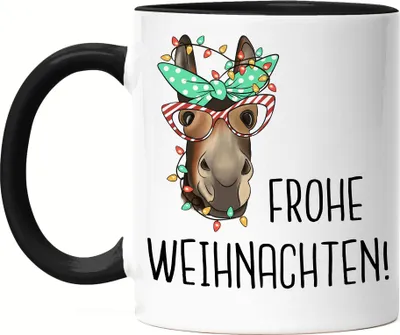 Produktbild von Frohe Weihnachten Tasse Schwarz Weihnachten Merry Christmas Frohe Weihnachten Weihnachtszeit Heilig Abend