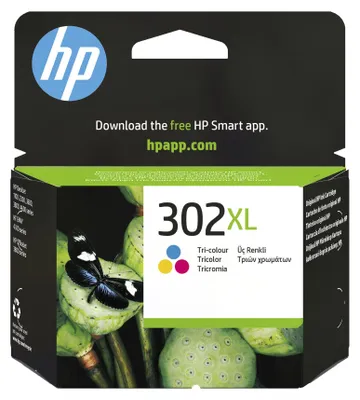 Produktbild von HP Original 302XL Cyan/Magenta/Gelb Druckerpatrone mit hoher Reichweite, Hoch, Cyan, Magenta, Gelb, Tinte auf Farbstoffbasis, 1 Stück(e), 300 Seiten