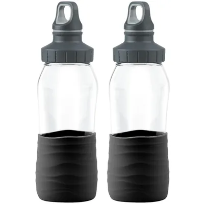 Produktbild von 2 x Emsa Drink2Go Glas Trinkflasche 0.5 Liter Schraubverschluss Auslaufsicher Spülmaschinenfest