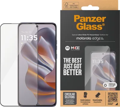Obrázek produktu pro PanzerGlass ® Screen Protector w. Black Frame Motorola Edge 60 Neo | 50 Neo | Ultra-Wide Fit, Motorola, Motorola - Edge 50 Neo, Motorola - Edge 60 Neo 5G, Aplikace nasucho, Odolné proti poškrábání, Odolný proti nárazům, Průhledná, 1 kusů