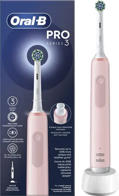 Zdjęcie produktu dla Oral-B Electric Toothbrush | Pro3 Pink X-Clean | Rechargeable | For adults | Number of brush heads included 1 | Number of teeth brushing modes 3 | Pink