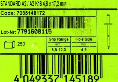 Obrázok produktu pre GOEBEL Nitovacie nity 4,8 x 17,2 mm A2/A2 10 ks