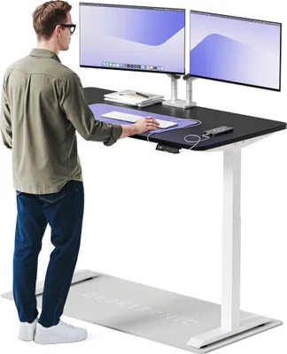 Zdjęcie produktu dla Desktronic HomeOne Elektryczne biurko z regulacją wysokości 140x70cm biały/czarny z funkcją pamięci, technologią antykolizyjną, portami ładowania USB-A i USB-C
