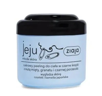 Produktbild von Ziaja Jeju Peeling für junge Haut, Zucker-Körperpeeling mit schwarzen Punkten, 200 ml