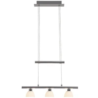 Zdjęcie produktu dla BRILLIANT Lampa wisząca LED Tonja | ponadczasowa lampa wisząca | 3 światła | szkło/metal | chrom/biały | ściemnialna | regulowana wysokość