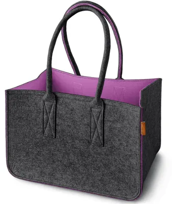 Produktbild von Filz Einkaufskorb 40x27x27cm aus recycelten PET Flaschen mit Innentasche und stabilen Henkeln