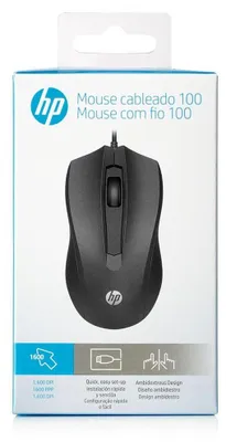 Produktbild von HP Kabelgebundene Maus 100 – Optisch, 1600 DPI, USB, Schwarz