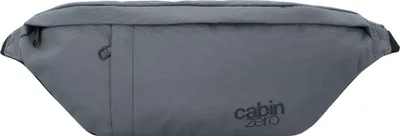 A gray fanny pack is shown against a white background.