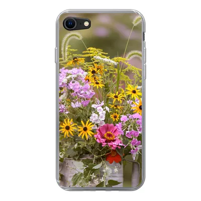 Produktbild von MuchoWow® Handyhülle Schutzhülle Hülle für iPhone SE 2020 Blumen - Gießkanne - Farbe Silikon Softcase Handy Hülle - Kartenbesitzer