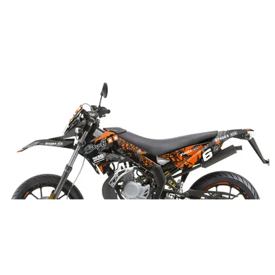Image de kit de 18 autocollants de carénage STAGE6 orange et noir pour Derbi X-TREME X-RACE 2010 17