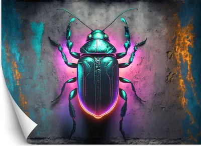 Produktbild von Vlies fototapete Neon-Insekten Tiere 250x175 cm Feeby Lila inkl. Kleber einfache Montage