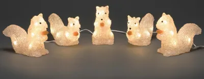 Immagine prodotto di Decorazione natalizia Konstsmide, figure LED in acrilico "Scoiattolo" in bianco, set di 5 con 40 diodi bianco caldo e cavo bianco, per uso esterno