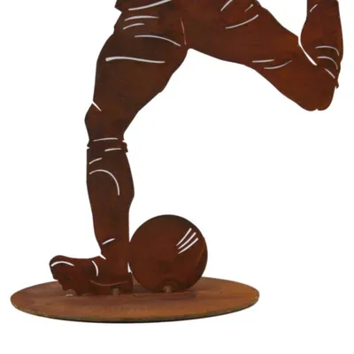 Image de Joueur de foot avec ballon | Figurine de décoration en métal rouillé |