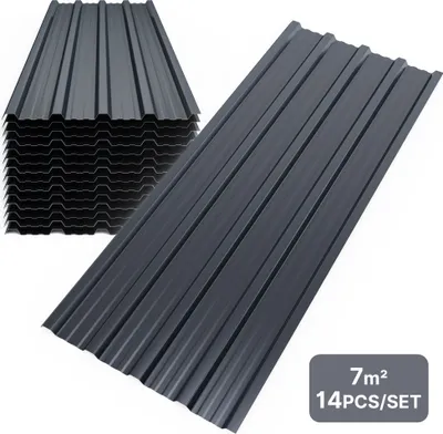 Produktbild von Mondeer 14xTrapezblech 110x46 cm=7 ㎡ Dachblech für Gerätehaus Carport Anthrazit verzinkt Profilblech Dachblech Wellblech Dachplatten Wandblech Grau
