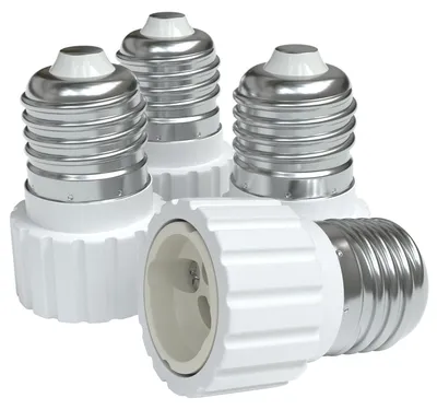 Produktbild von EAZY CASE 4x Lampensockel Adapter – Konverter für E27 Fassung auf GU10 Lampenadapter für LED-/Halogen- und Energiesparlampen Sockeladapter, Weiß