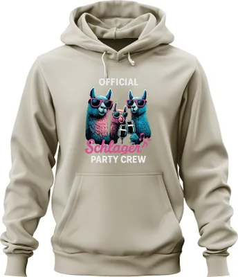 Produktbild von Schlager Party Crew Offiziell Alpaka Lama Prosecco Musik Fanclub Uni Hoodie Kapuzenpullover, Natur, L