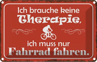 Produktbild von vianmo Blechschild 20x30 cm keine Therapie muss nur Fahrrad Spruch Zitat