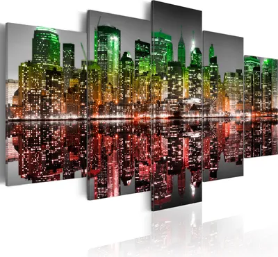 Produktbild von Modernes Wandbild 030111- 33 (100x50) - 5 Teilig Bilder Fotografie auf Vlies Leinwand Foto Bild Dekoration Wand Bilder Kunstdruck New York