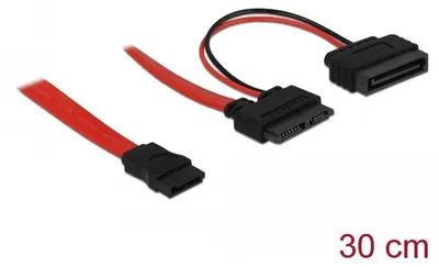 Image de Câble SATA Delock - Adaptateur Slimline SATA (femelle) vers SATA, avec connecteur d'alimentation SATA