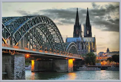 Produktbild von Deutsche Städte - Poster - Kölner Dom - Tag + Wechselrahmen, Shinsuke® Maxi Kunststoff silber, Acryl-Scheibe