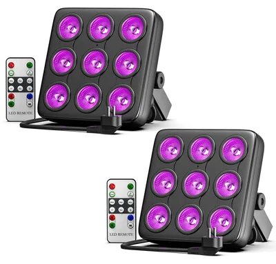 Produktbild von Stage-Par-Scheinwerfer - DMX-Bühnenbeleuchtung - 2er-Set - 30 W - Quadratisch - 9 x 10 W RGBW-LED - Fernbedienung - EU-Stecker