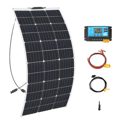 Zdjęcie produktu dla Elastyczny zestaw paneli słonecznych, 100W/200W, wysokowydajne ogniwa monokrystaliczne, 12V 100W