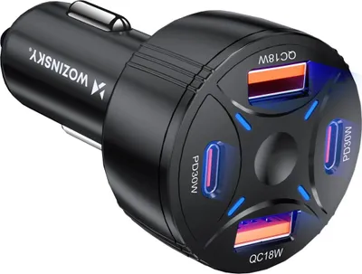 Immagine prodotto di Caricabatteria da auto Wozinsky Wls-04 60W 2Xusb-C 2Xusb-A - Nero