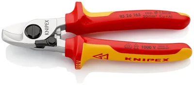 Produktbild von Knipex Kabelschere Länge 165mm mit Öffnungsfeder VDE isoliert 2-Komponenten-Griff SB - 95 26 165 SB