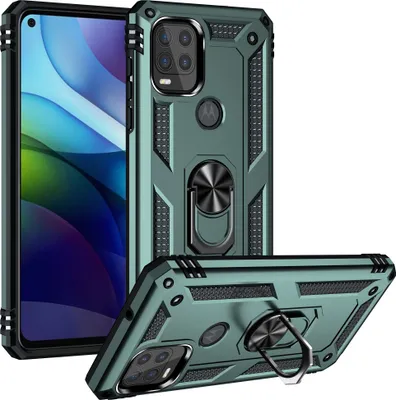 Produktbild von Moto G Stylus 5G 2021 Hülle, Dual Layer Militäre Fallschutz Schutzhülle mit Ringhalterung Ständer für Motorola Moto G Stylus 5G 2021 Grün