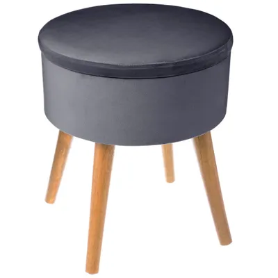 Image de Tabouret en velours avec compartiment de rangement TESS