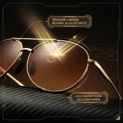 Produktbild von Sonnenbrille Herren, polarisiert, Metallrahmen, UV400, Outdoor Vintage, uni