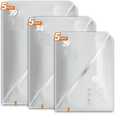 Productafbeelding van VacuÃ1/4mzakken voor kleding - Set van 15 - 5 klein - 5 middel - 5 groot - Dagelijkse opslag