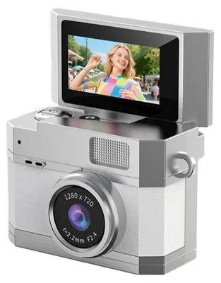 Produktbild von ZELURXX Mini Digitalkamera Retro CCD 0.96" Display Flip-Screen HD, Foto Video, als stylisches Accessoire, Kinder Studenten Outdoor, 64GB, Weiß