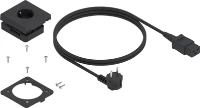 Produktbild von Blum Amperos AC Einbausteckdose, Schubladensteckdose Möbelsteckdose Einbauelement, einfache Nachrüstung, Kunststoff schwarz matt, ø 68 mm