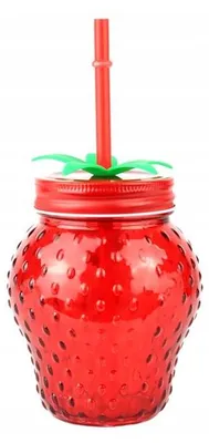 Produktbild von Glasbecher mit Schraubverschluss und Strohhalm 400ml Ideal für Smoothies und Cocktails
