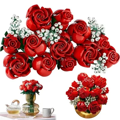 Image de Jeu de construction de bouquet de fleurs, 882 pièces, jouet de construction DIY, ensemble cadeau